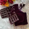 Velvet Bridal 02 Velvet Embroidery Sequence N Thread Work Blouse Wholesale In India